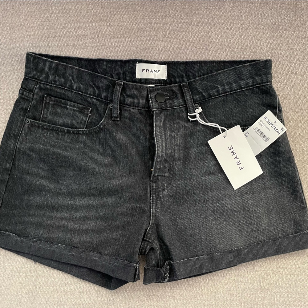 NWT Frame Denim Le Grand Garcon Black Jean Shorts 27